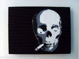 Smoking Skull Stencil Spraypaint On Pinstripe