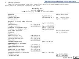 Penghasilan atau beban ini menjadi beberapa data yang tidak bisa diukur dengan detail pada contoh soal laporan laba rugi yang komprehensif. Contoh Soal Laporan Laba Rugi Perusahaan Dagang Berbagai Contoh