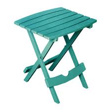 Adams Manufacturing Quik Fold Teal Resin Plastic Outdoor Side Table Patio Side Table Outdoor Side Table Rectangle Side Table