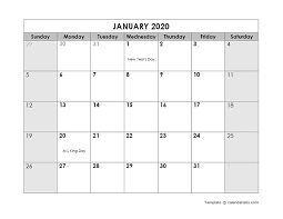 Our new planner with a light gray title and black letters. 2020 Monthly Calendar With Us Holidays Free Printable Templates