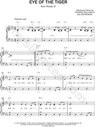 Survivor Eye Of The Tiger Sheet Music Easy Piano In C Minor Transposable Download Print Sheet Music Easy Piano Download Sheet Music