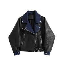 Trendy Pu Leather Denim Motorcycle Outwear Jacket In 2021 Outwear Jackets Leather Denim Jackets