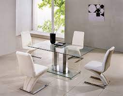 Chromcraft offers dinette sets with laminate table tops and solid wood dining tables. Ij Interiors Savio Small Glass Chrome Dining Room Table 4 Z Chairs Set 120cm Ij632 895 Clear And Black Amazon Co Uk Home Kitchen