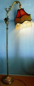 Vintage wooden tripod floor lamp transit light stand~ old style floor lamp. Brass Dale Tiffany Floor Lamp Beaded Shade Victorian Vintage Style Signed 1889023181