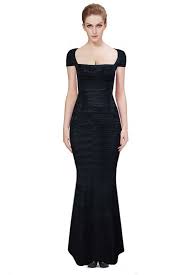 Herve Leger Straight Neck Black Lora Woodgrain Foil Bandage Gown Herve Leger Long Dress Bandage Dresses Online