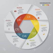 Abstract 6 Steps Modern Pie Chart Infographics Elements Vector