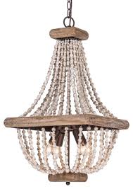 Farmhouse 4 Light Wood Beaded Chandelier Candle Empire Chandeliers Mediterranean Chandeliers By Whoselamp