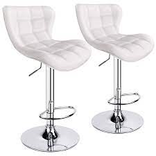 Kitchen & dining room sets : Leader Accessories Shell Back With Double Stitching Adjustable Bar Stools Bar Chairs Breakfast Dining Stools For Kitchen Island Counter Bar Stools Pu Leather Set Of 2 White Buy Online In Bosnia And Herzegovina