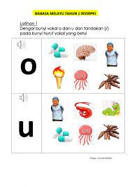 Bahasa inggeris ke dalam bahasa melayu, tulisan jawi dilihat. Ejercicio De Huruf Vokal O Dan U