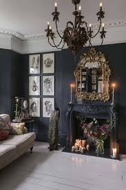 Charming Glam Boho Black Walls With White Painted Floor Boards With Gothic Glam Accents Including An Ornate Gold Mir Boho Dining Room House Interior Interior