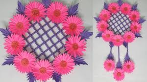 Large crochet flower free pattern. Diy Homemade Origami Flower Wall Art Easy Home Decor Craft Idea Paper Flowers Wall Hanging Youtube