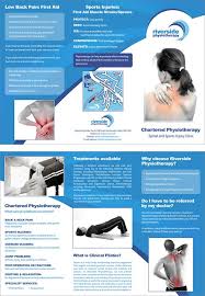 Riverside Physiotherapy 3 Panel Fold Out Leaflet Physiotherapy Physical Therapy Sports Therapy
