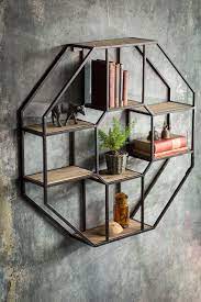 Vagabond Vintage Iron And Wood Hexagonal Shelf In 2021 Vintage Industrial Furniture Wood Wall Shelf Decor
