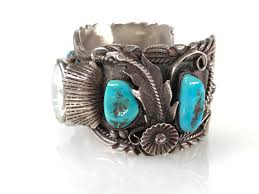 Sold at Auction: Jerry Roan, Vintage Jerry Roan Sterling Silver Turquoise  Watch Cuff Band