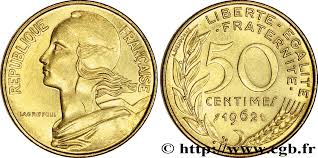 50 centimes de plata muy antiguos. Piece De Monnaie 50 Centimes Marianne