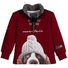 boys red cotton jersey doggie sweatshirt jersey sweatshirt sweatshirts designer kids clothes