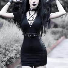 Goth Dark Black Grunge Punk Gothic Pentagram Dress Womens Black Dress Pentagram Dress Goth Dress