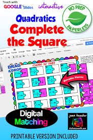 Quadratics Complete The Square Quadratics Quadratic Equations Activities Completing The Square
