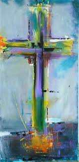 Cross On Blue Original Abstract Acryllic Painting On Canvas Art Painting Abstract
