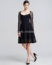 A Line Wide Scoop Long Sleeve Knee Length Lace Black Cocktail Dress From Joseph Wedding 103 67 Dhgate Com Zac Posen Kleding Pose