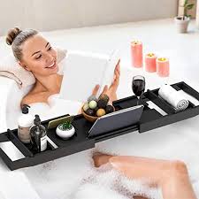 Domax bathtub caddy tray plans for building. Review For Domax Bathtub Caddy Tray Expandable Bamboo Tub Tray For Luxury Bath With Book Holder And Free Soap Dish Black 29 4 44 2 X 9 1 X1 65