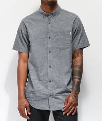 Dravus Alvin Speckled Grey Woven Short Sleeve Button Up Shirt