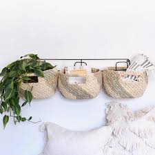 Metal Wall Hanging Rack With Seagrass Basket Trio Hanging Wall Baskets Basket Wall Decor Metal Wall Hangings