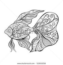Hand Drawn Of Fish Isolated For Tattoo Art Coloring Books Black And White Version Vector Illustratio El Cizimleri Boyama Kitaplari Boyama Sayfalari Mandala