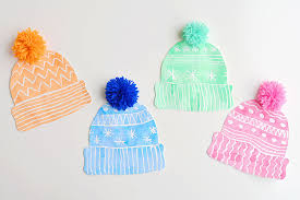 Use on your favorite coloring pages for hours of fun at home with kids and toddlers! Kids Winter Hat Art Project With Diy Pom Poms