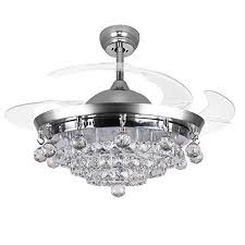 Rs Lighting Retractable Blades Ceiling Fan 42 Inch With Crystal Chandelier With Remote Control Modern Style Ceiling Fan Chandelier Fan Light Living Room Fans