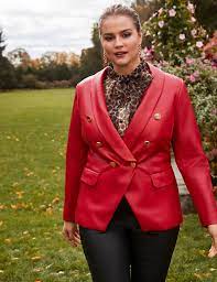 Double Breasted Faux Leather Blazer Women S Plus Size Coats Jackets Eloquii Leather Blazer Women Blazers For Women Leather Blazer