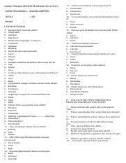 Soal Uts Agama Kristen Kelas 1 Sd Docx Ujian Tengah Semester Genap 2014 2015 Mata Pelajaran Agama Kristen Kelas Nama I Sd I Pilihan Ganda 1 Pencipta Course Hero