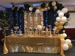 Black 21st Birthday Decoration Ideas For Guys Great Gatsby Organic Balloon Arch Candy Bar Gold Party 21st Birthday Decorations Birthday Decorations