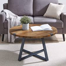 Find oak coffee tables with wooden tops and metal supports. Buy New 30 Inch Round Metal Wrap Coffee Table With Rustic Oak Finish Online In Kazakhstan B07zjxv7w6