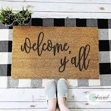 Welcome Y All Doormat Welcome Door Mat Sassy Doormat Etsy In 2020 Door Mat Welcome Door Mats Southern Decor