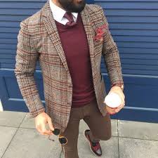 Black And White Checkered Jacket Mens Men S Brown Plaid Wool Blazer Burgundy Crew Neck Sweater White Dress Shirt Brown Skinny Jeans Jackets Men Fashion Blazer Outfits Men Mens Fashion Smart