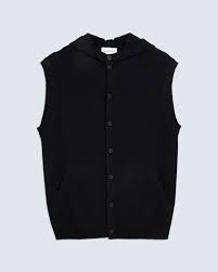 Le gilet zippé en pur cachemire, un intemporel du vestiaire homme ! Gilet Cachemire Capuche Sans Manches Noir Gilet Unisexe Kujten Cachemire