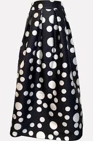 Black And White Polka Dot Maxi Skirt Polka Dot High Waist Casual Maxi A Line Skirt Printed Maxi Skirts A Line Skirts Fashion
