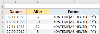 Excel datedif is one of the few undocumented functions (the other ones i know are evaluate, files, and get.cell). Wie Kann Ich In Excel Das Alter Ausrechnen Office Lernen Com