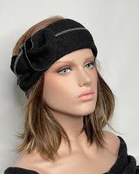 Cerchietto Anna nero in lana cotta. Cerchietto per capelli. Accessori per  capelli. Cappello invernale. Cappello da donna. Paraorecchie.