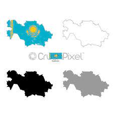 Kasachstan band flagge sonne kunst team Kasachstan Land Schwarze Silhouette Und Mit Flagge Auf Dem Hintergrund Stock Vektorgrafi Crushpixel