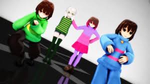 Frisk gasped in pain as chara sunk her knife into frisk's shirt, then through her flesh. Mmd L Undertale Wave Chara X Frisk X Betty Youtube