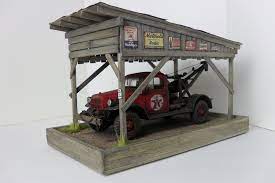 1 24 1 25 Danbury Mint Franklin Mint Barn Garage Carport Diorama W Lights Model Train Accessories Model Hobbies Model Trains