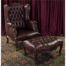 Chesterfield chair wing back antique style oxblood red leather armchair. Antique Victorian Wingback Club Chair Ottoman 1932785