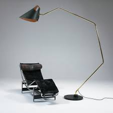 Mq Floorlamp Brass With Green Leather Shade Black Floor Lamp