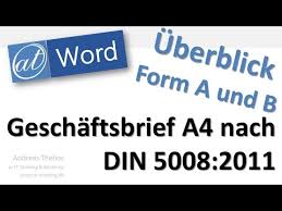 * digitales wörterbuch der deutschen sprache „aktenvermerk. Din 5008 Geschaftsbrief Form A Und B Word Youtube