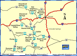 Colorado springs is the largest city in colorado in terms of land area. Colorado Hot Springs Map Co Vacation Directory Colorado Vacation Colorado Springs Camping Colorado