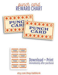 Reward Punch Card I Kids Reward Chart I Chores Reward I