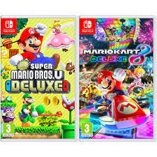 Jump for joy with super mario. Amazon Com New Super Mario Bros U Deluxe Mario Kart 8 Deluxe Two Game Bundle Nintendo Switch Video Games