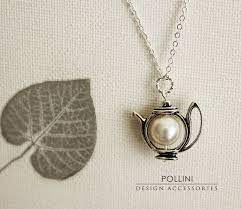 Teapot Necklace Antique Silver Teapot With Swarovski Pearl Pastel Gift For Her Snl 01 Teapot Necklace Tea Jewelry Glam Jewelry